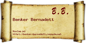 Benker Bernadett névjegykártya